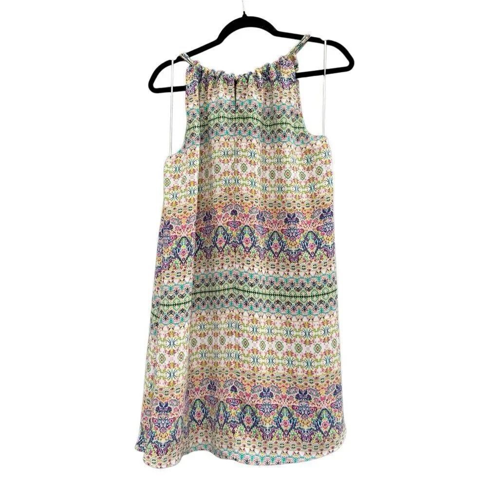 Rachel Ashwell Women's Multi Color Geometric High Neck Mini Dress Size 4